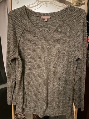 Brushed Knit Long Sleeve Sweater Gray